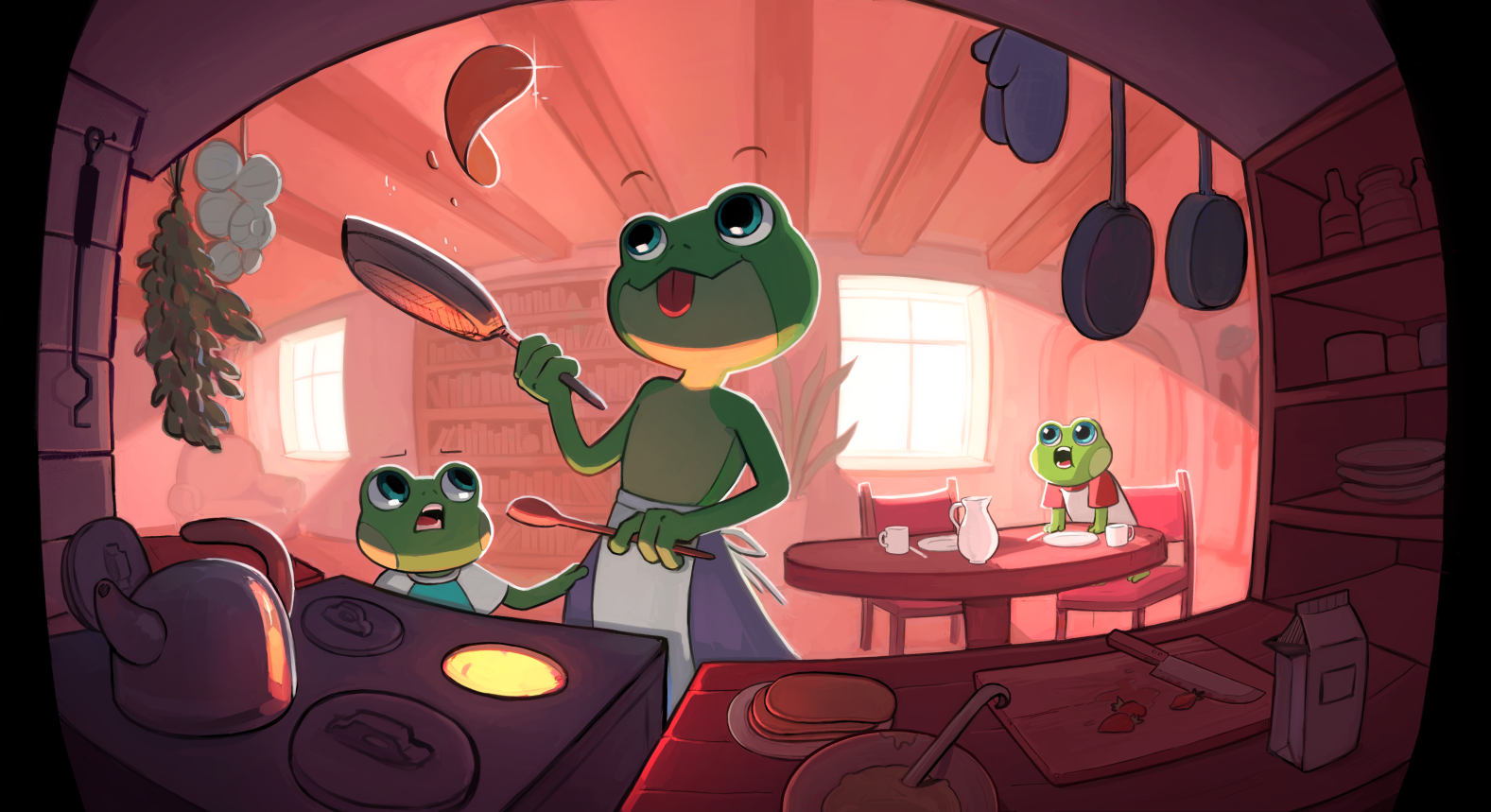 Frogs flipping Pancakes